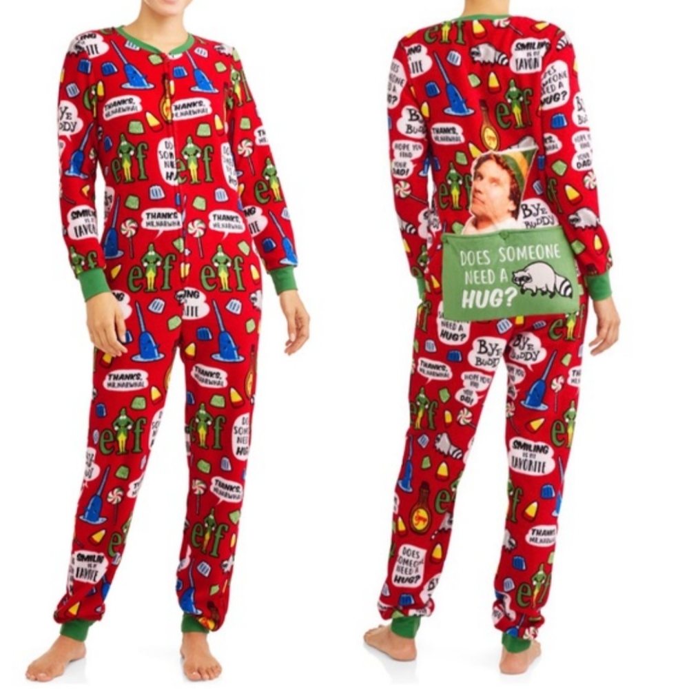 Elf Buddy One Piece Fuzzy Pijama For Adults Size XL(16-18).